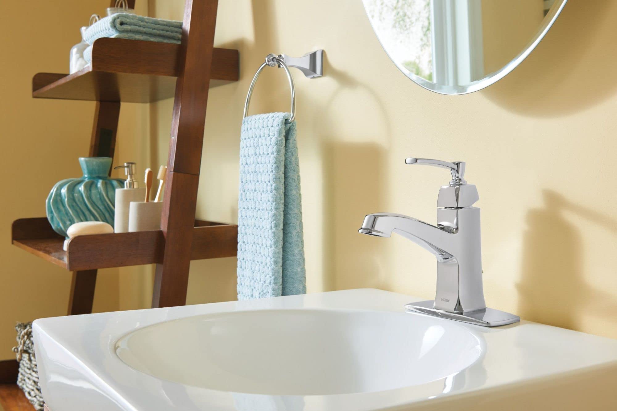 Moen Dn8386Ch Retreat Collection Bathroom Hand Towel Ring With Hardware, Chrome