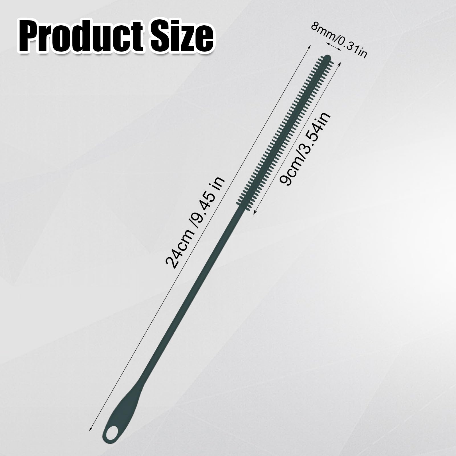 Silicone Straw Brush, 8Mm Gray 9.45 Inch Long Reusable Straw Cleaner With Hanging Hole Straw Washing Tool Bendable Crevice Brush