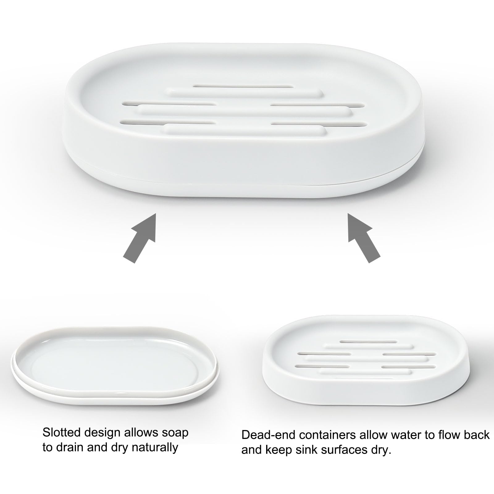 Topsky 2 Pack Soap Dish For Shower,Soap Dishes Soap Savers For Bar Soap, Soap Bar Holder Shower With Drip Tray, Plastic Soap Hol