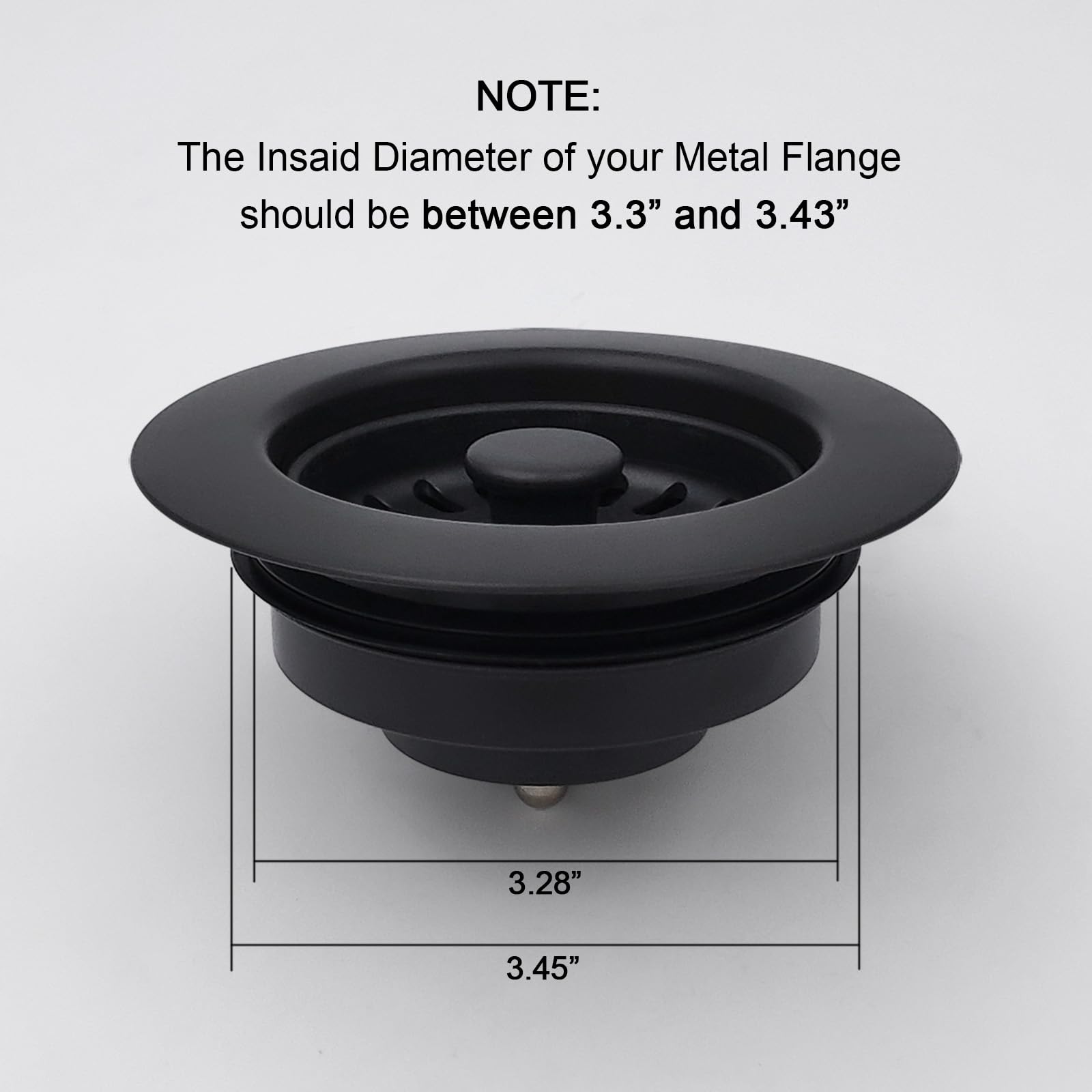 GZILA Garbage Disposal Strainer and Stopper with Decorative Disposal Flange in Black  Fit 3.5 Inch Standard Drain Hole