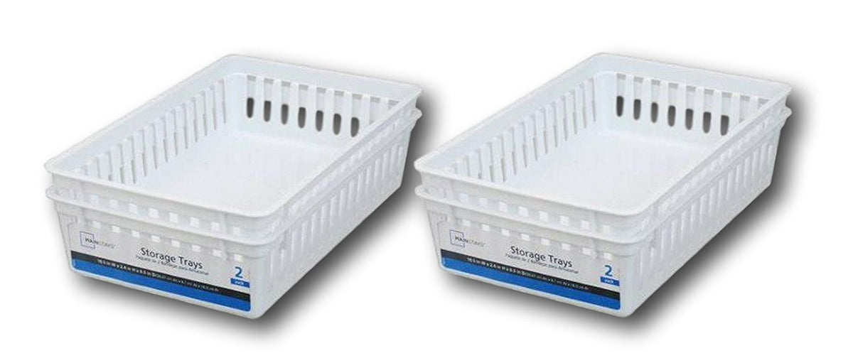 Plastic Rectangular Storage Trays Baskets Organization Bundle - Set Of ...