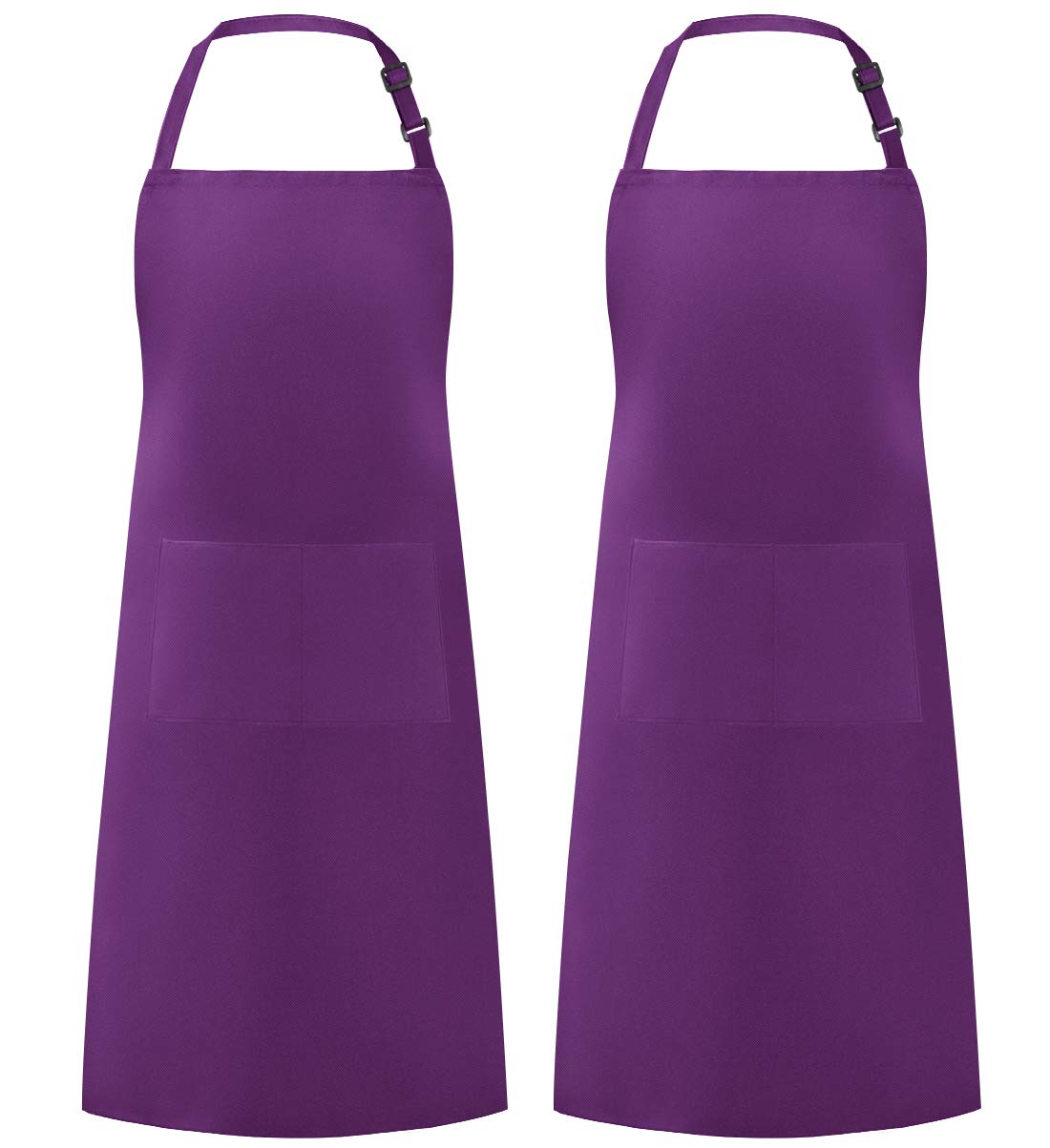 Syntus 2 Pack Adjustable Bib Apron Waterdrop Resistant with 2 Pockets Cooking Kitchen Aprons for BBQ Drawing, Women Men Chef, Pu