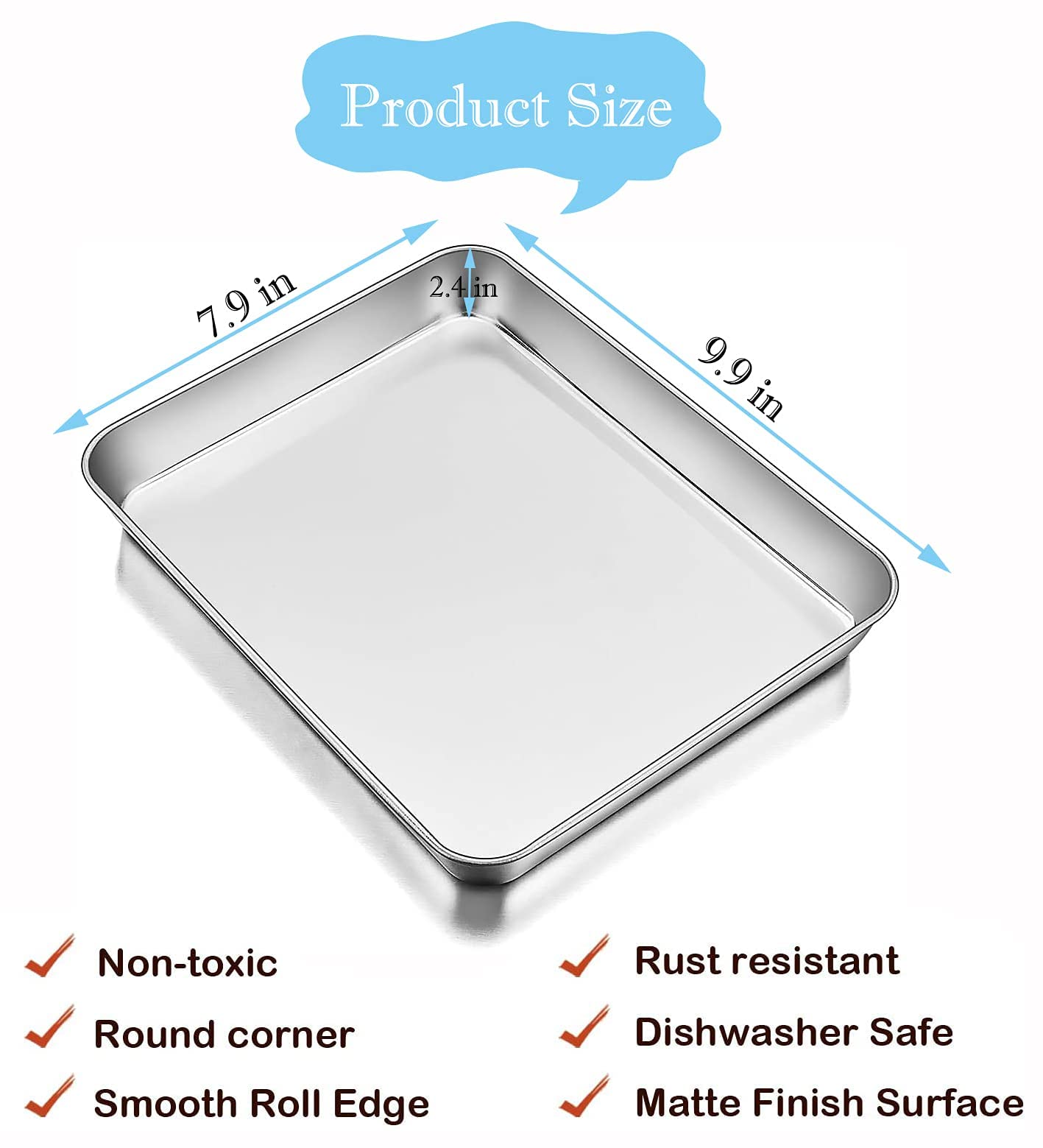 Meleg Otthon Sheet Pan,Cookie Sheet,Heavy Duty Stainless Steel Baking Pans,Toaster Oven Pan,Jelly Roll Pan,Barbeque Grill Pan,De