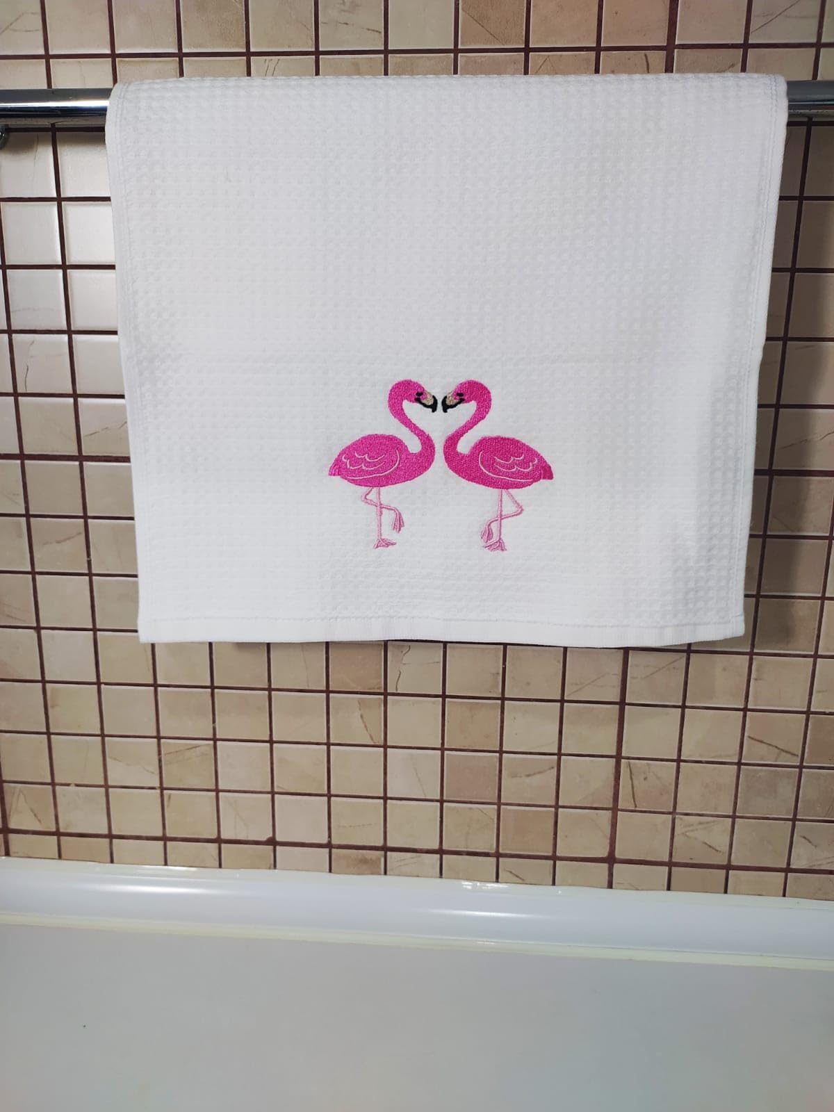 2 Pack White Flamingo Hand Towels, 100% Soft Cotton, Basket Stuffers, (11X18 Inches) Decor Hand Towels Gift Packed, Decorative H