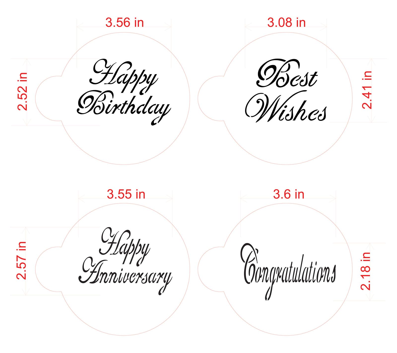 Designer Stencils Script Celebration Cake Stencils Set, Beige/Semi-Transparent