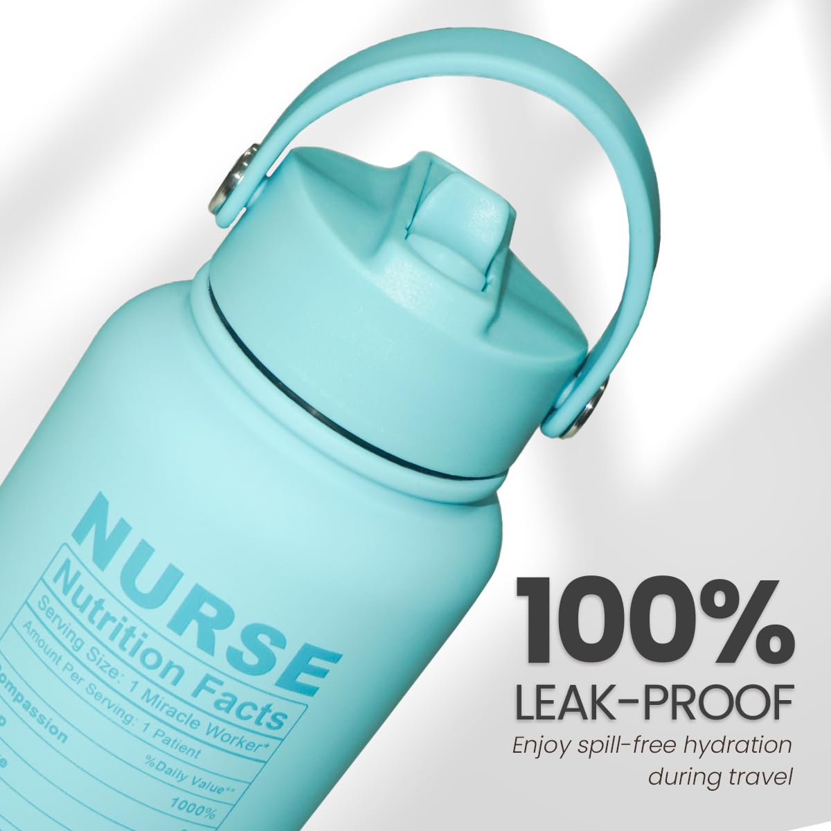 SANDJEST Nurse Gifts for Women - Nutrition Facts Water Bottle 32oz Stainless Steel Insulated with Lid, Nurse Appreciation Gifts