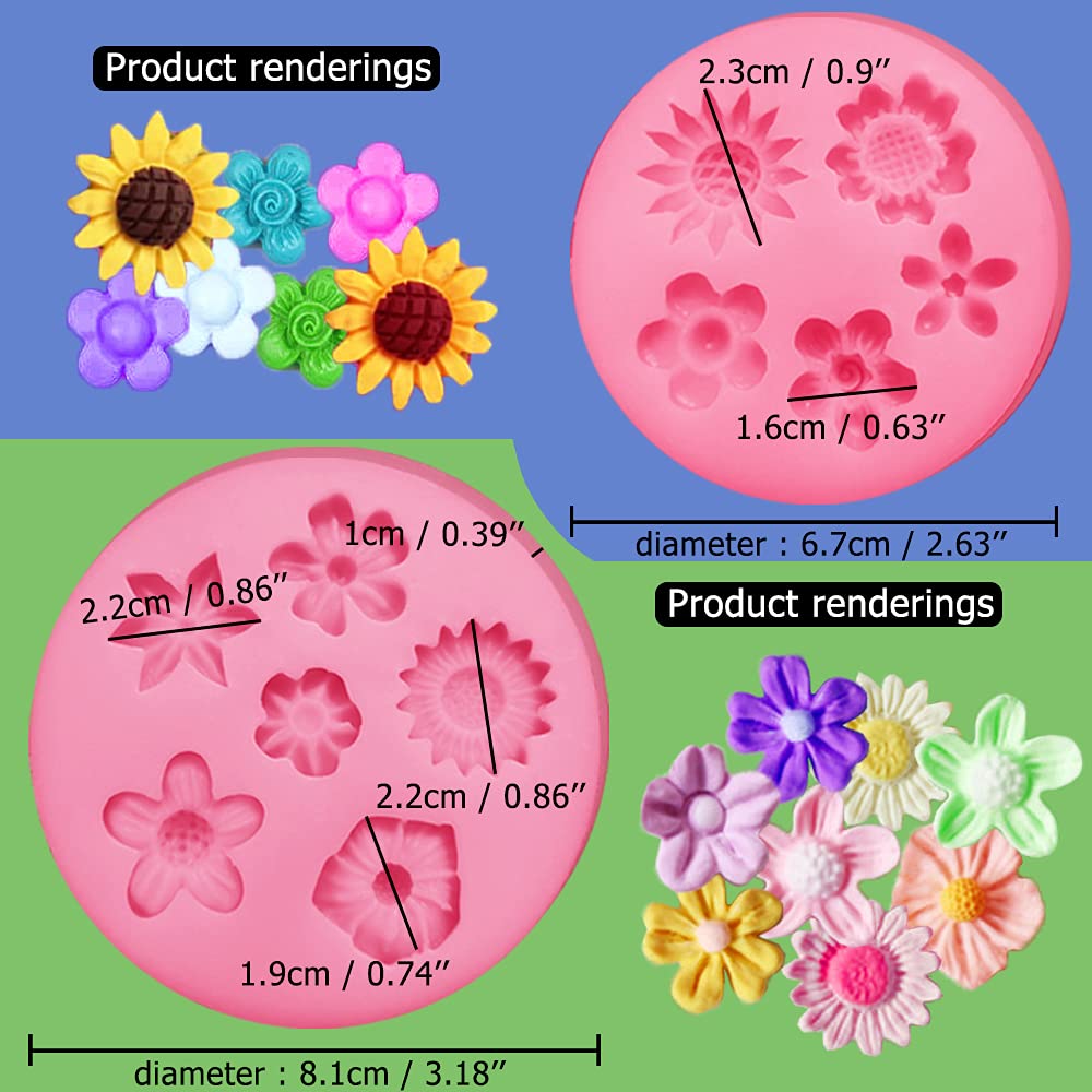 5 Pcs Bumble Bee And Flower Fondant Molds, Cnymany Handmade Silicone Honeycomb Baking Chocolate Molds For Birthday Party Decorat