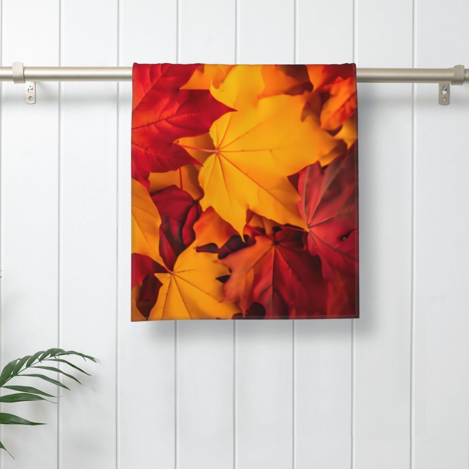 Dewoofly Fall Maple Leaves Thin Fingertip Towels, Thanksgiving Hand Towel For Picnic All Season 12 X 27.5 Inch