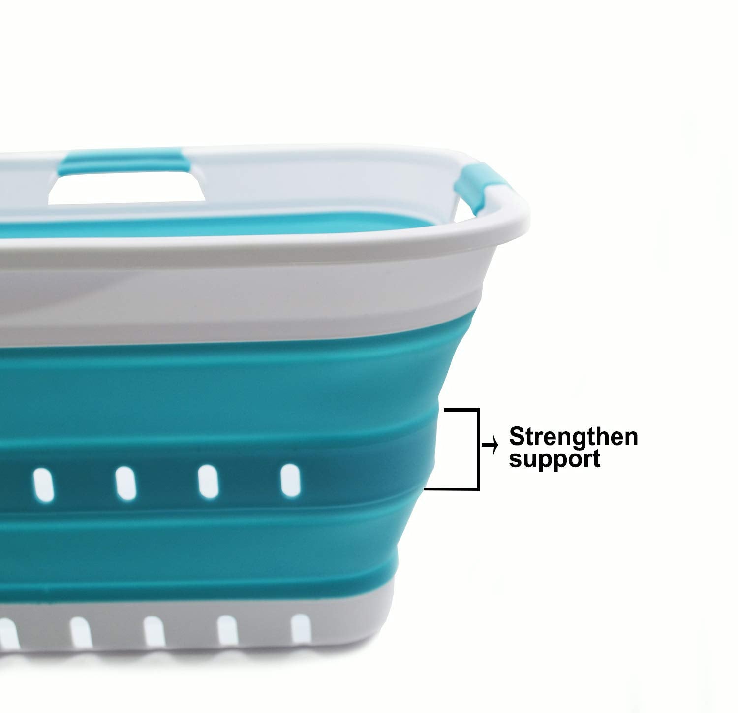 Sammart 42L Collapsible Plastic Laundry Basket - Foldable Pop Up Storage Container/Organizer - Space Saving Hamper/Basket (1, Wh