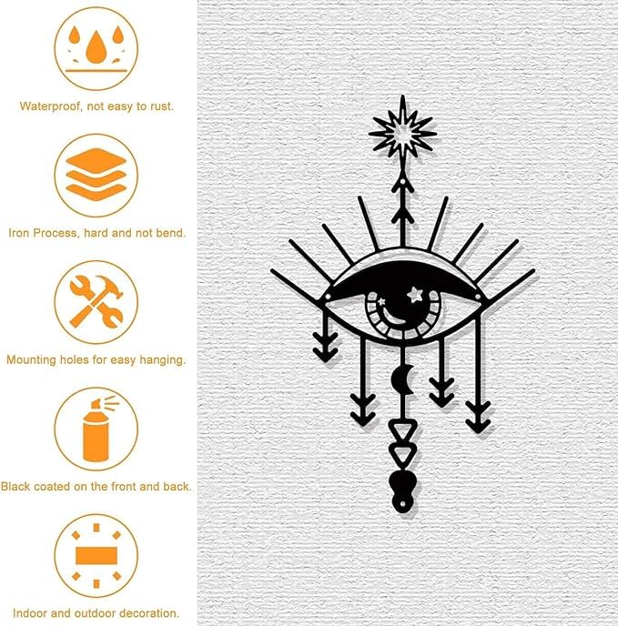Blind Shop Magic Eye Metal Wall Art Decor, Black Wall Hanging Decor Silhouette Wall Art For Home Bedroom Living Room Bathroom Ki