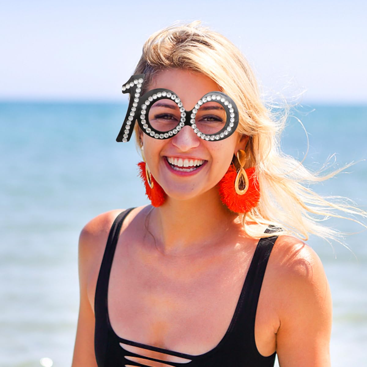 Abaodam 100Th Birthday Eyeglasses Glitter Number Funny Sunglasses Photo Prop Party Favor For Celebration Holiday 100Th Birthday
