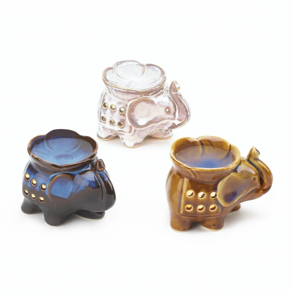 Set of 3 Porcelain Elephant Oil Warmers