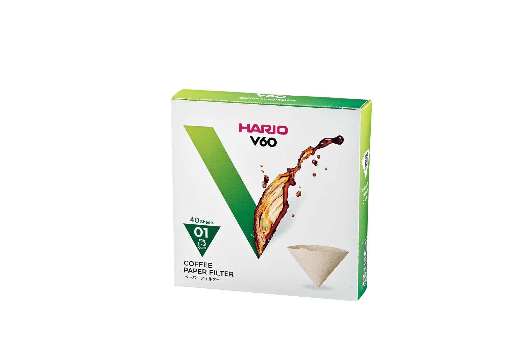 Hario V60 Paper Coffee Filters, Size 01, Natural, 40Ct Boxed