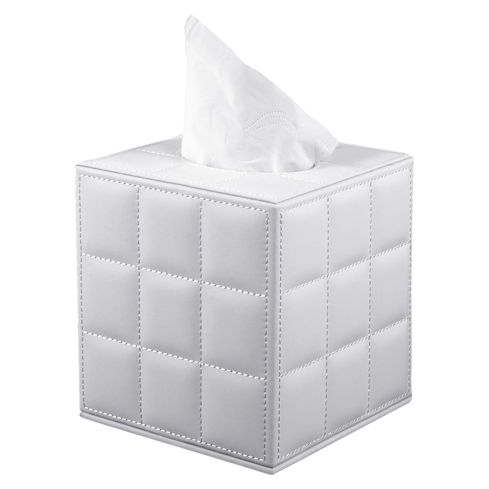 Rhcsz Tissue Box Cover Square,Stylish Pu Leather Tissue Box Holder For Dresser Bathroom,Facial Tissue Holder With Magnetic Botto