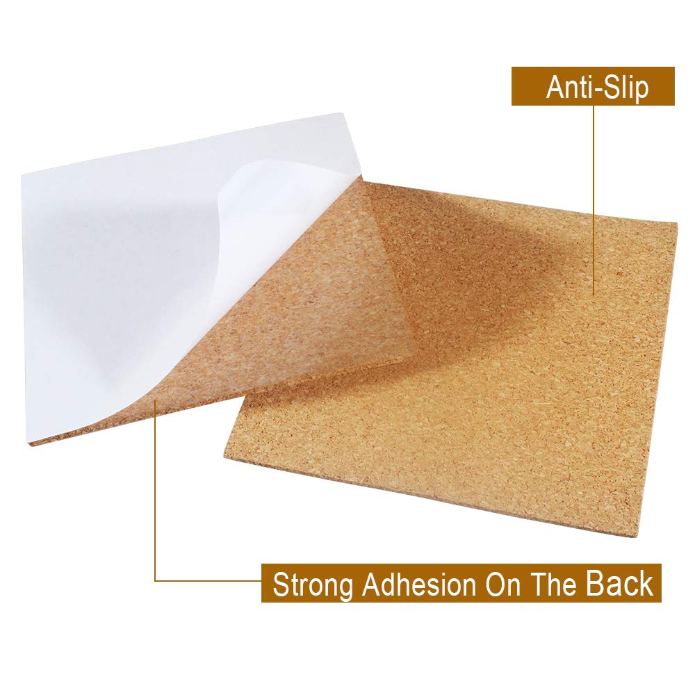 30 Pack Self-Adhesive Cork Squares 4    X 4    Cork Tiles Cok Bcking Sheets Cork Coasters Square For Diy Crafts