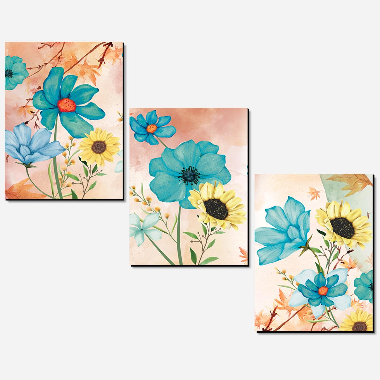 Kotart Modern Art Wall Decor Mdf Paintings For Bedroom Room Living Room -Kot212 (9 Inch X 12 Inch Panel) Set Of 3 (Multi)