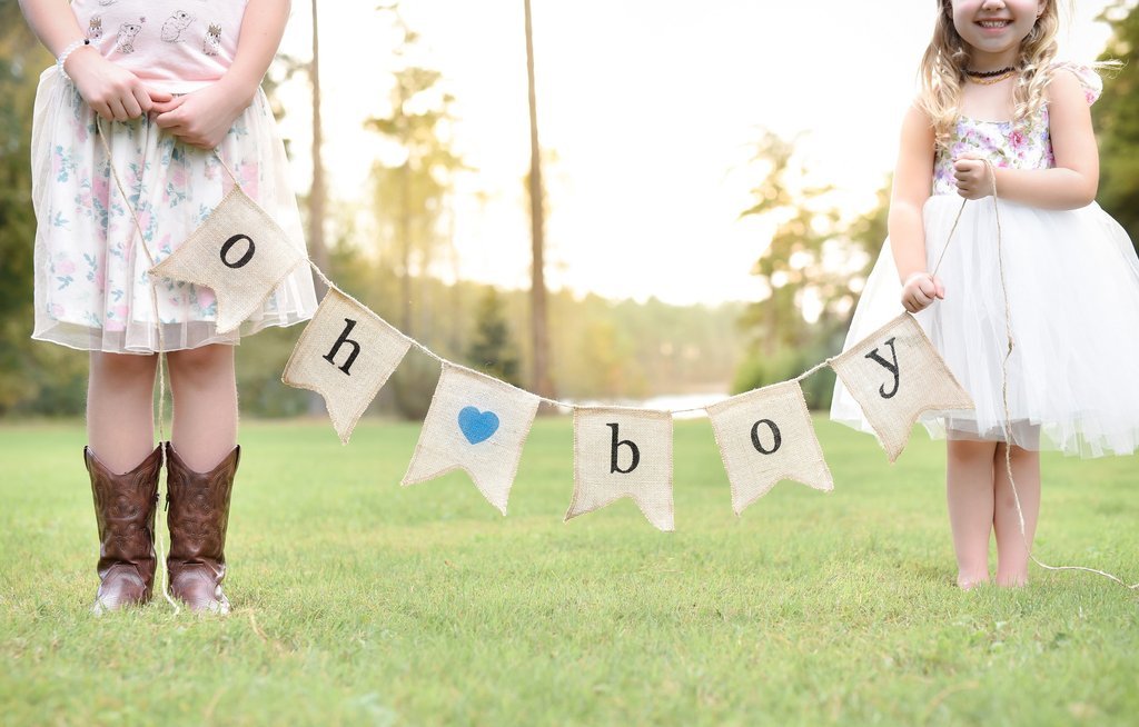 Oh Boy Burlap Banner - Baby Shower Decorations For Boy - Gender Reveal Party