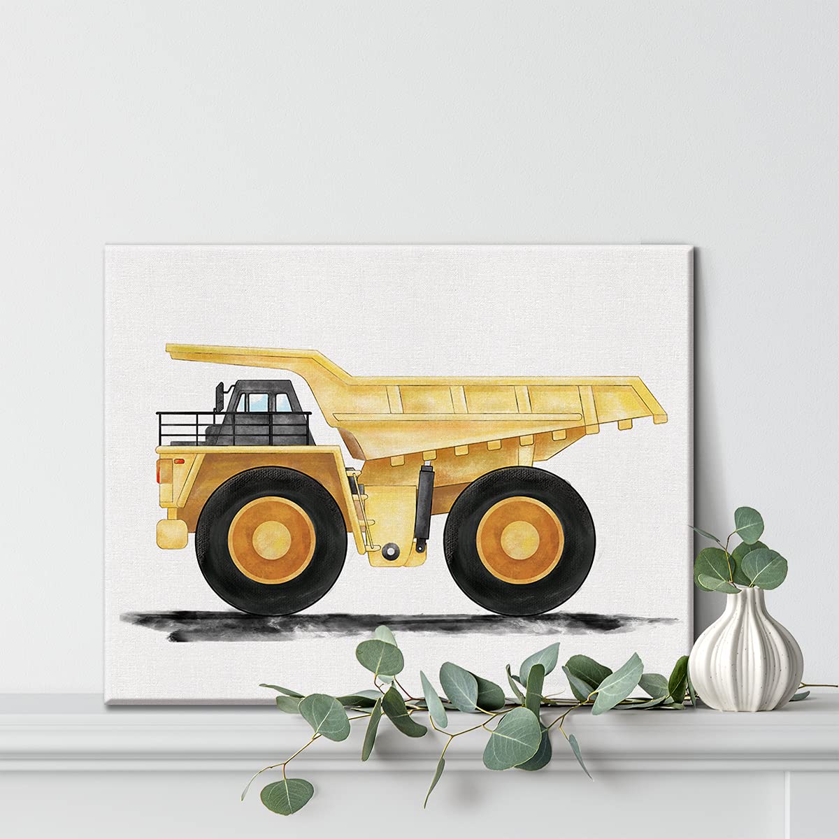 Construction Transportation Canvas Wall Art Watercolor Vehicles Dump Truck Canvas Painting Prints For Home Kids Bedroom Nursery