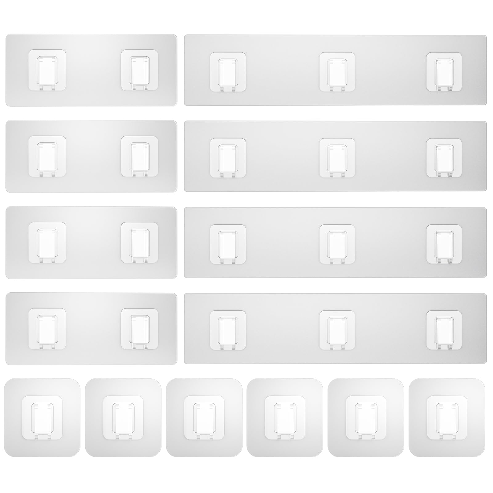 FEPTUASE 14 Pack Shower Caddy Adhesive Replacement Flat, Transparent Strong Adhesive Hooks, No Drilling, Waterproof Wall Hooks f