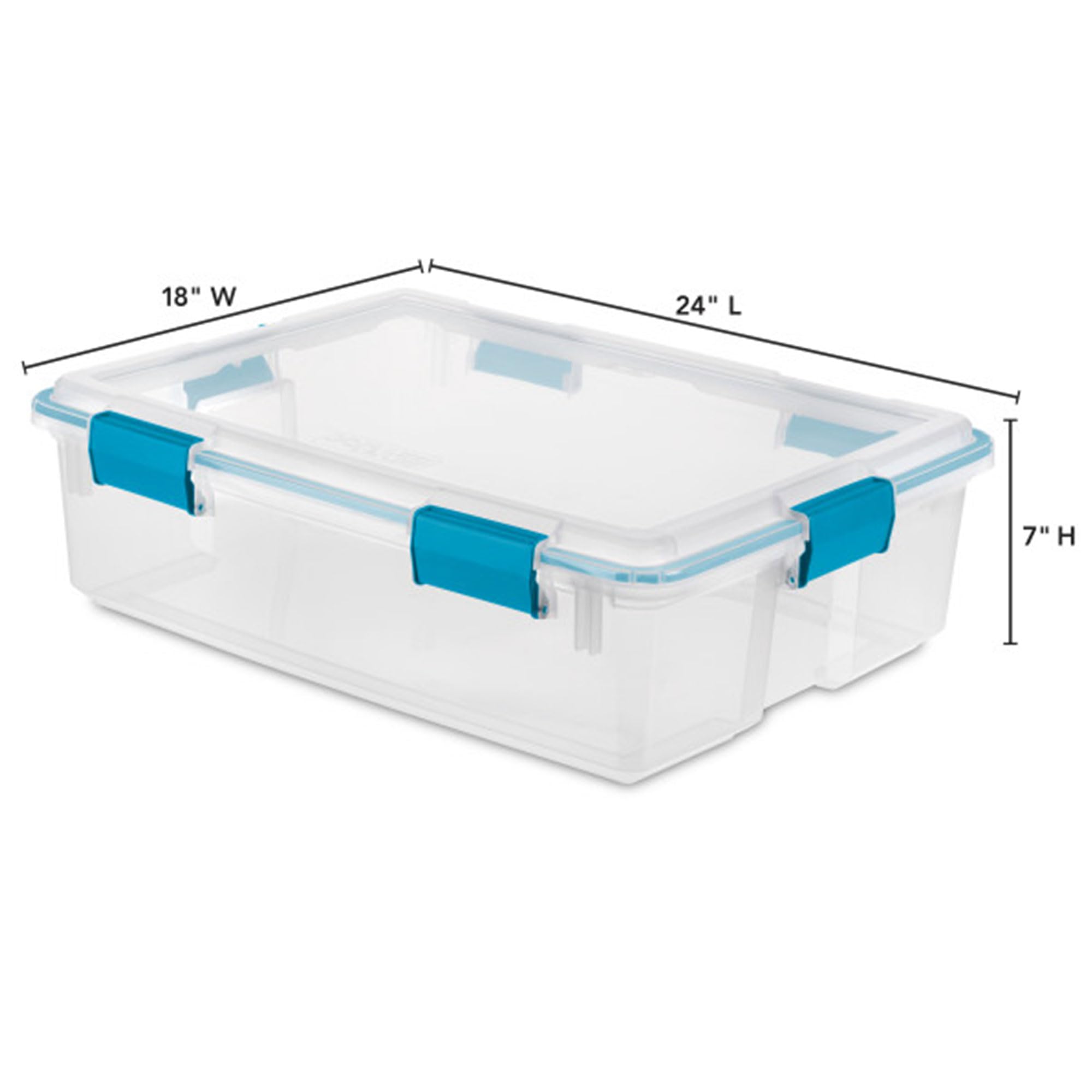 Sterilite Gasket Box, Stackable Storage Bin With Latching Lid, 37 Quart, 12 Pack