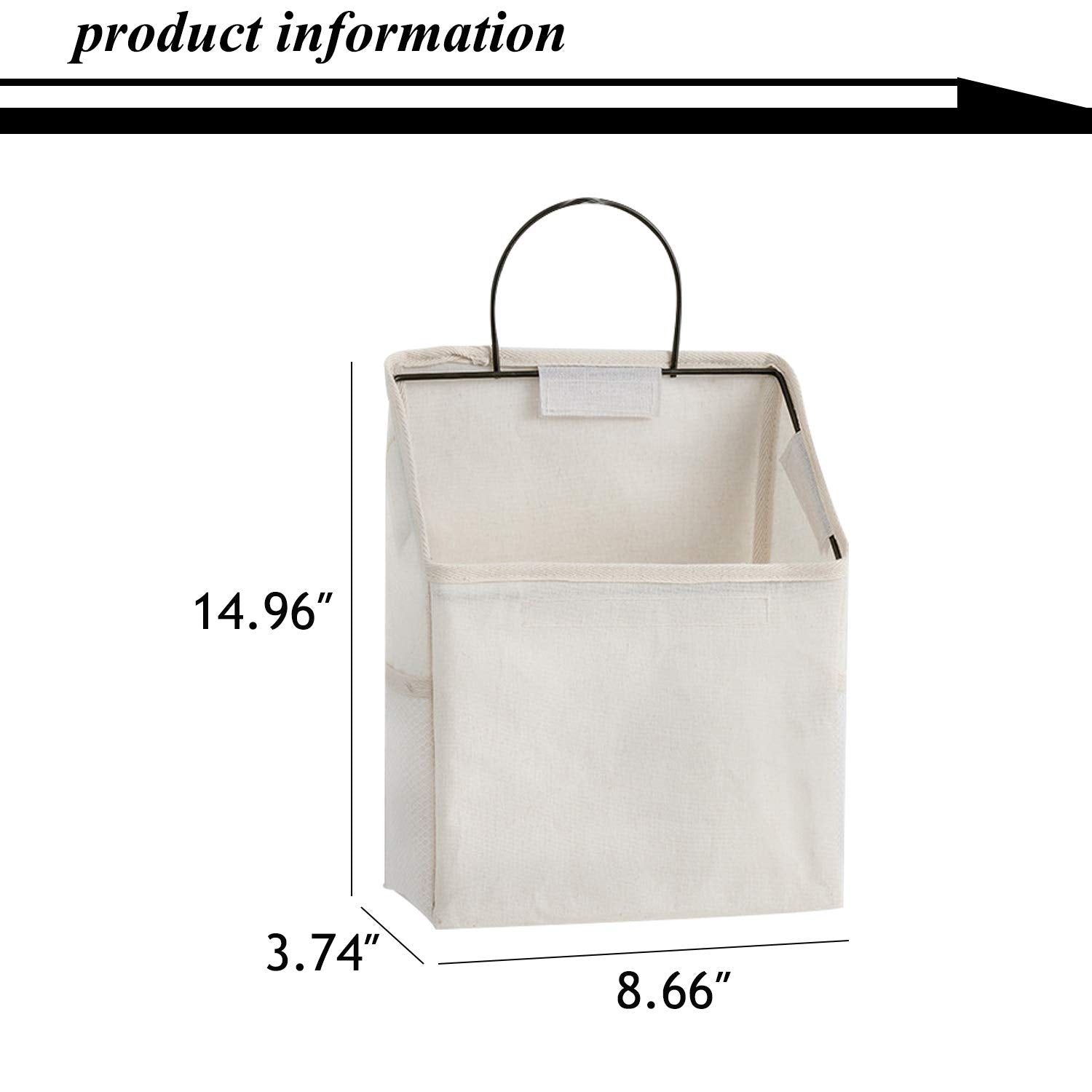Qulse 2 Pcs Wall-Hanging Storage Bags,Desktop Organizer Basket Cotton Linen Hanging Storage Basket For Kitchen,Bderoom,Living Ro
