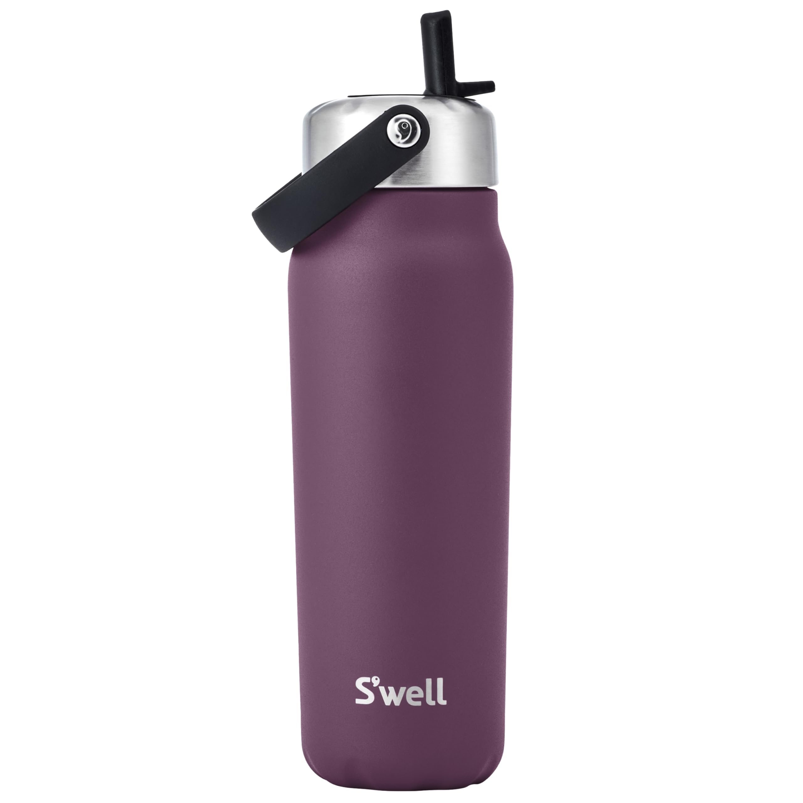 Swell Recycled Stainless Steel Explorer with Flip Straw Lid, 24oz, Plum, Triple Layered Vacuum Insulated Container Keeps Drinks