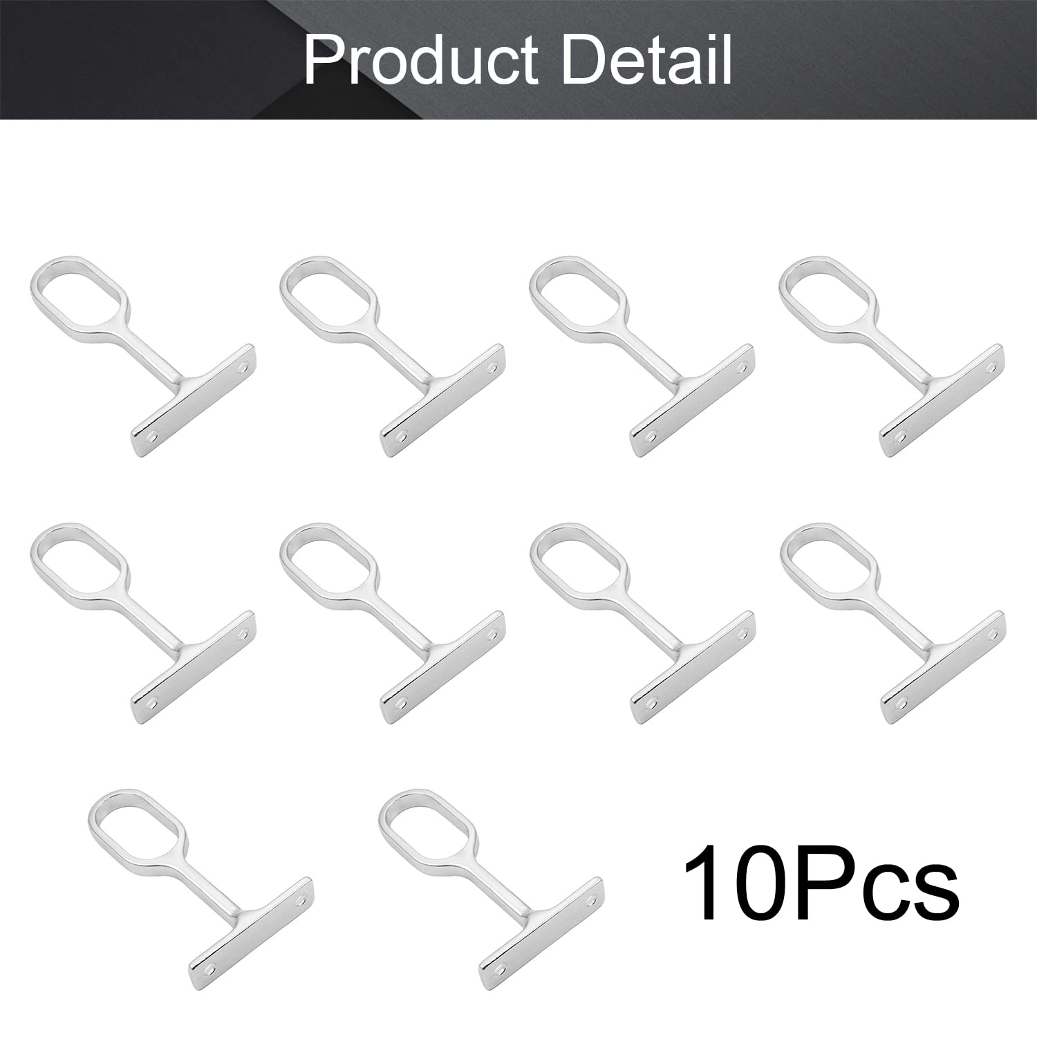 Mromax 10Pcs 0.63'' X 1.18''(Wxl) Oval Closet Rod Support Zinc Alloy Middle Mounting Bracket With Installation Screws Electropla