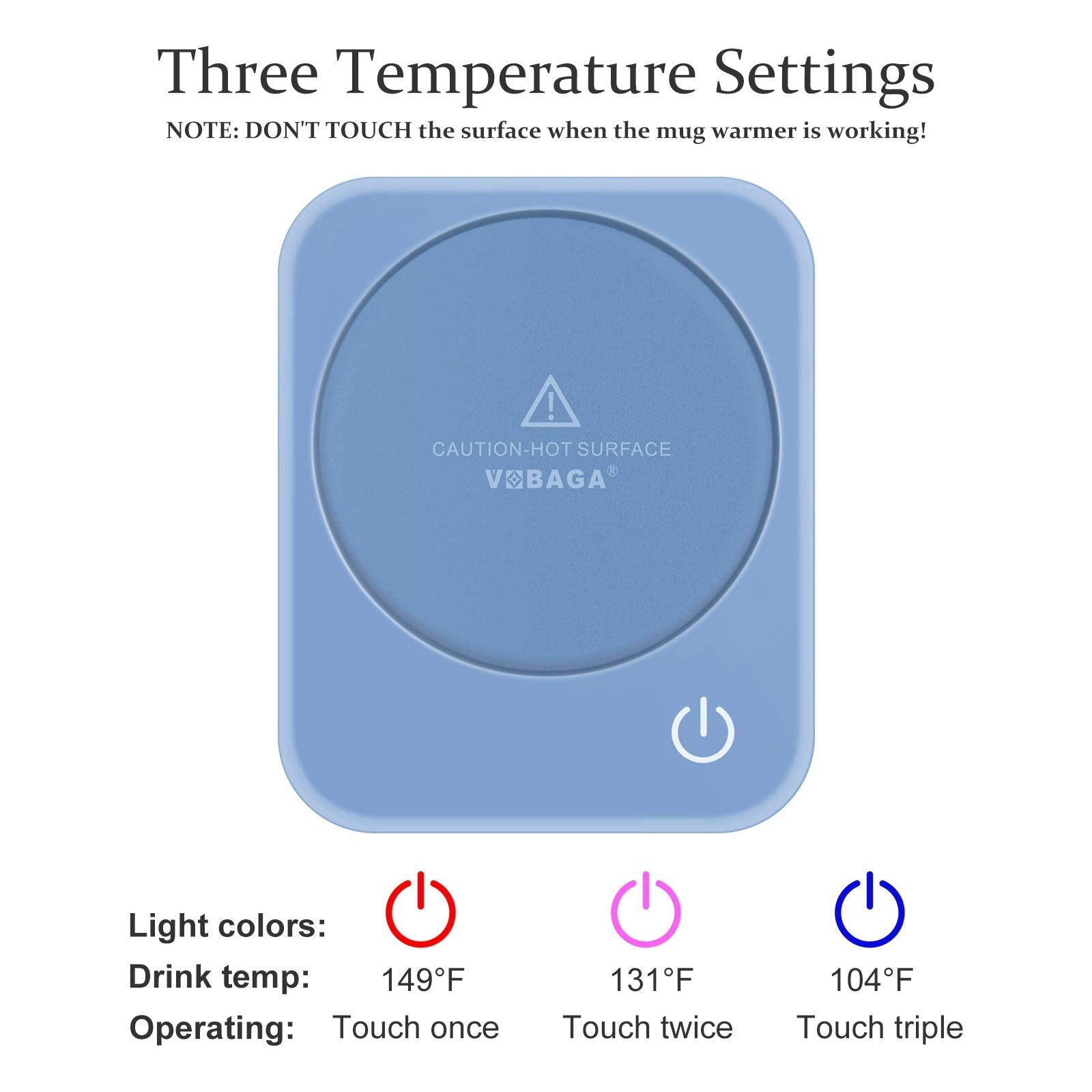 Vobaga Mug Warmer, Electric Coffee Warmer For Desk With Auto Shut Off, 3 Temperature Setting Smart Cup Warmer For Heating Coffee
