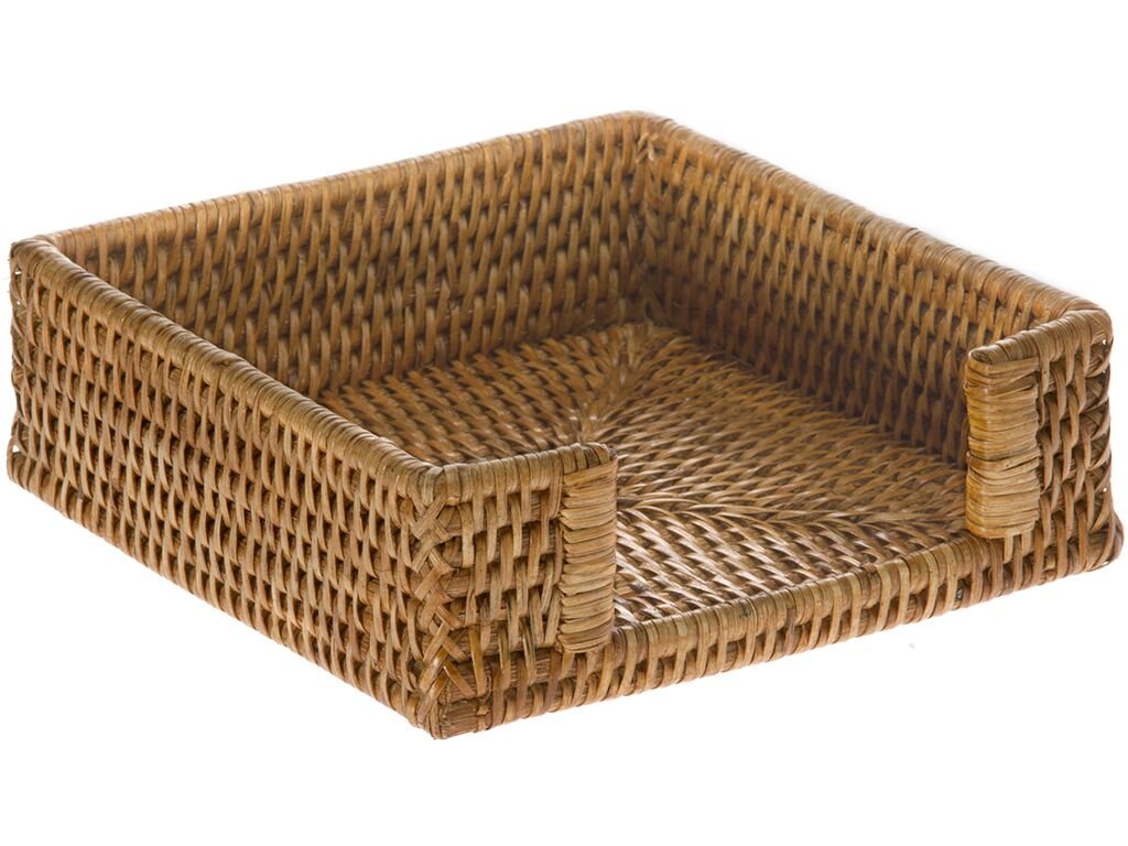 Kouboo La Jolla Rattan Napkin Holder, 7.5 Inches X 7.5 Inches X 2.5 Inches, Honey Brown