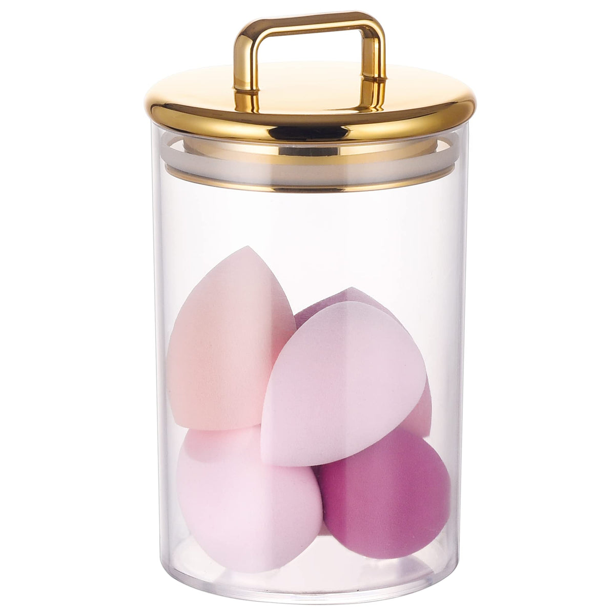 24 Oz Medium Acrylic Storage Apothecary Jar With Gold Airtight Lid | Bathroom Vanity Organizer Containers | Ideal Decorative Can