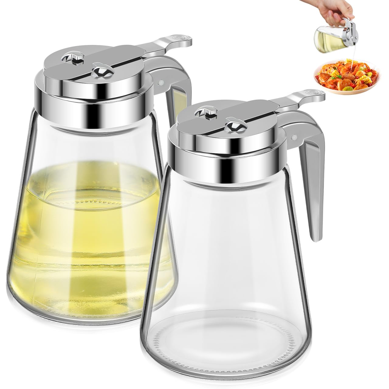 HOLIDYOYO 2Pcs Glass Dispenser Sugar Pot ABS Plastic and Glass Syrup Pump Honey Dispenser Jar Bar