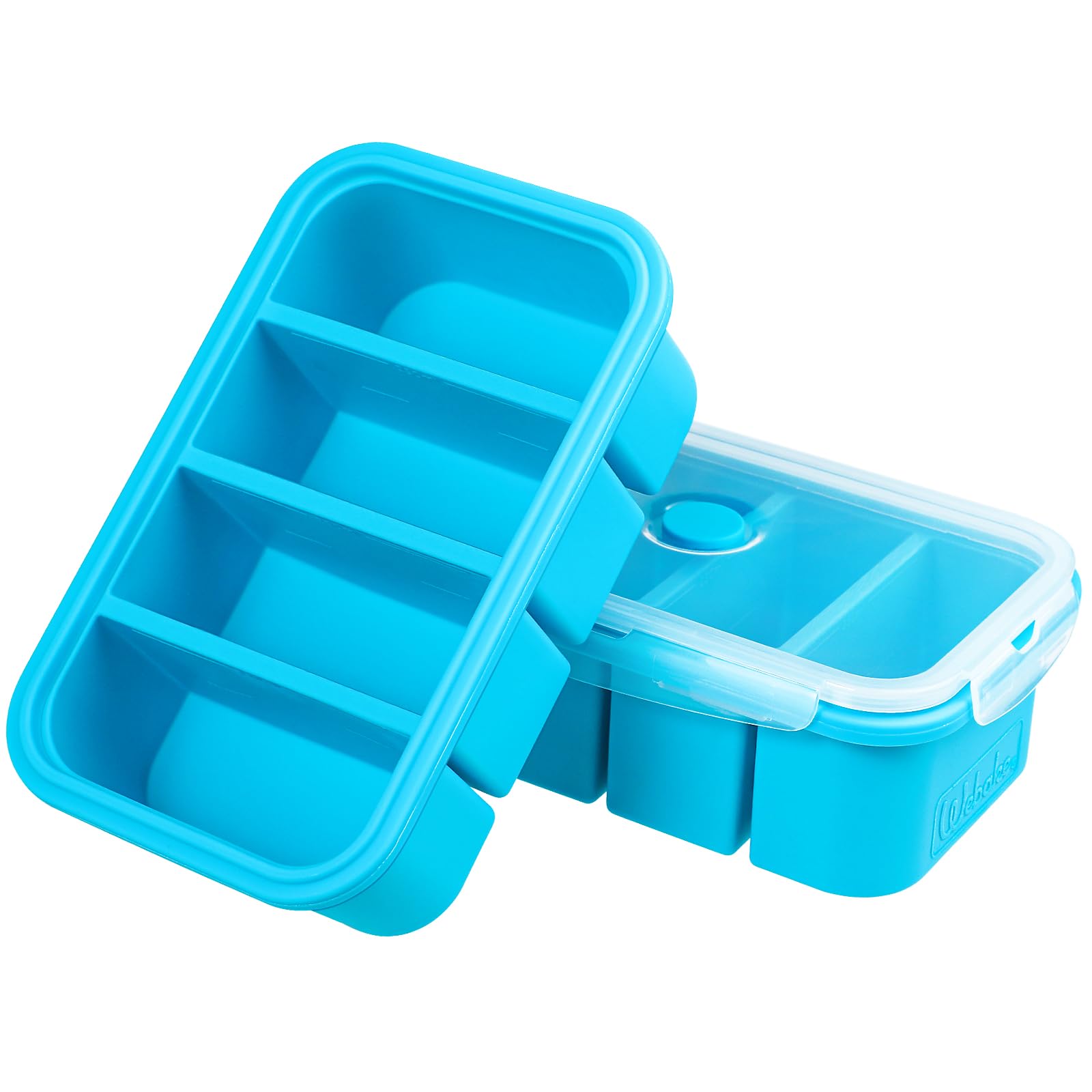Webake Silicone Freezer Tray With Lid, Food Storage Container, 1 Cup Portion, Ice Cube Tray For Soup Sauce Meal Prep, Bpa Free