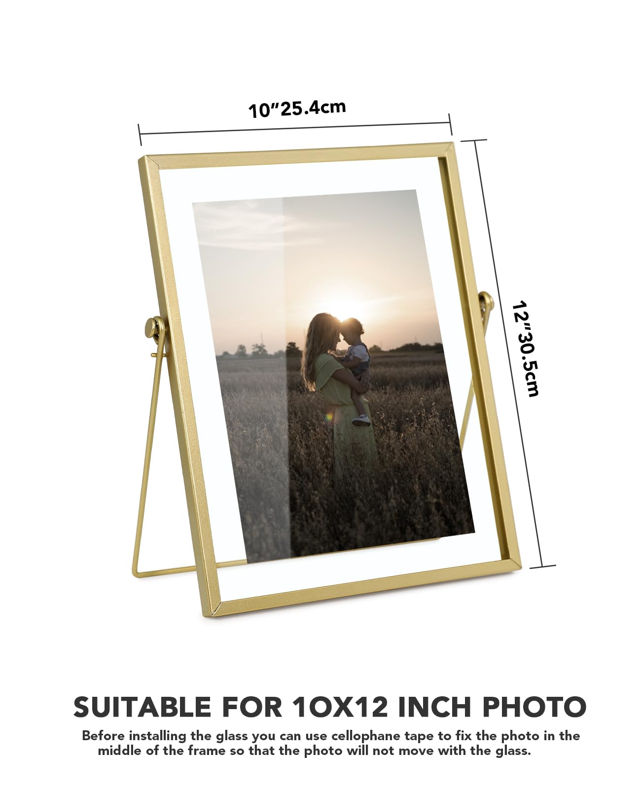 AceList Picture Frame Set of 2 for 8x10 Picture - Gold Metal Floating Photo Frame with Glass Cover - 10x12 Frame Gold Picture Fr