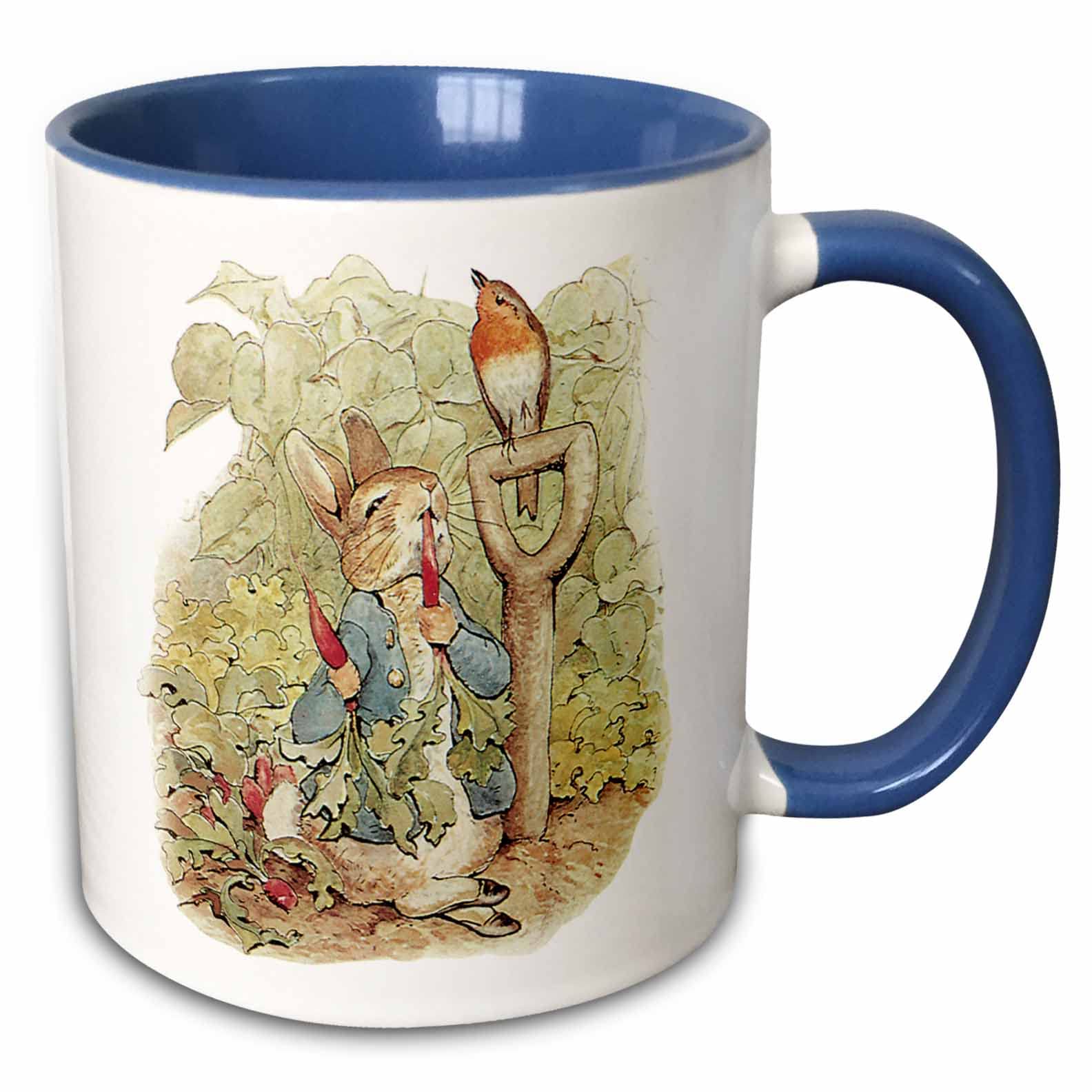3dRose Mug Peter Rabbit in the Garden - Vintage Art - 15oz, Blue (mug_110164_11)
