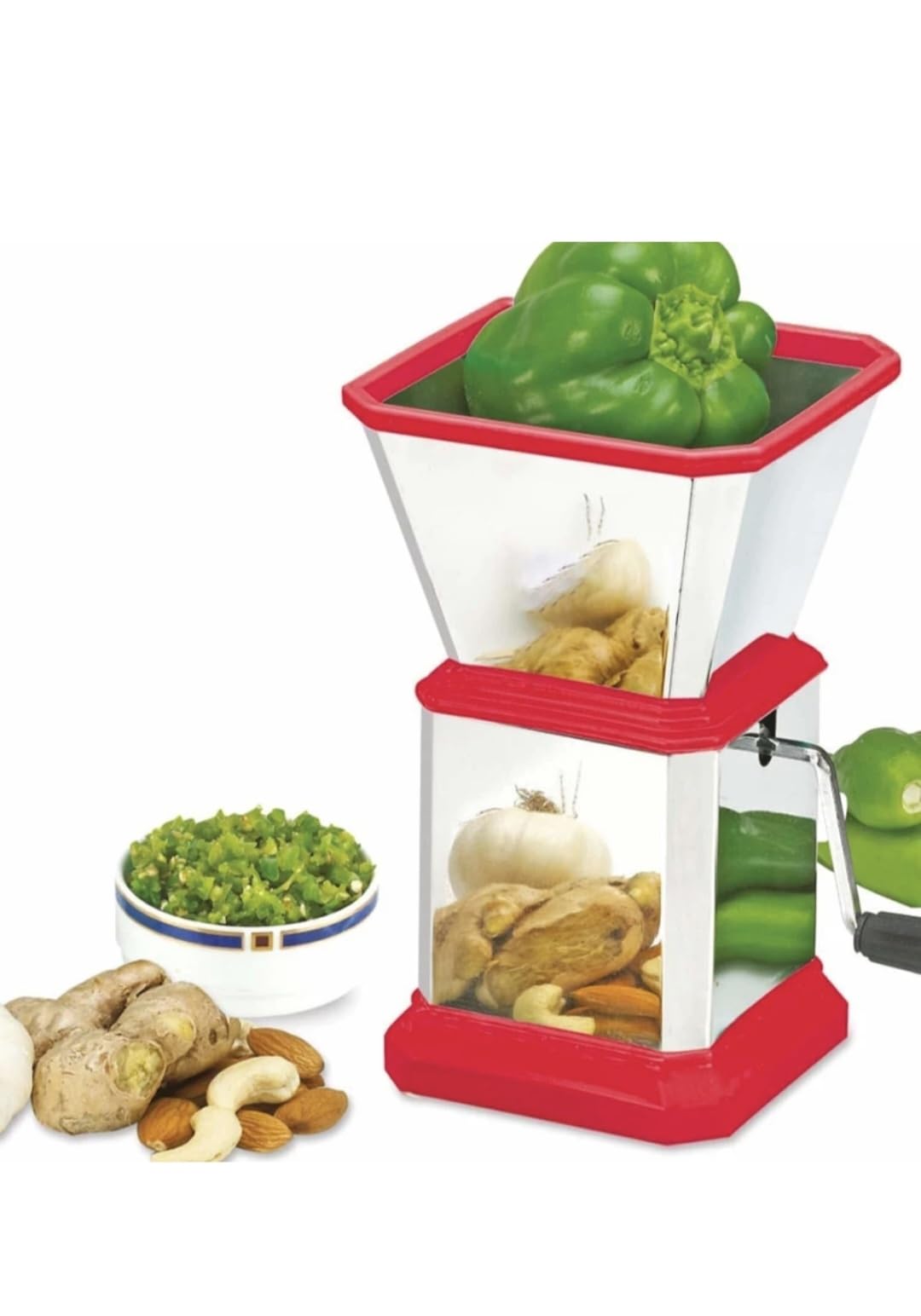 Manual Vegetable and Dry Fruit Chopper with Stainless Steel Body