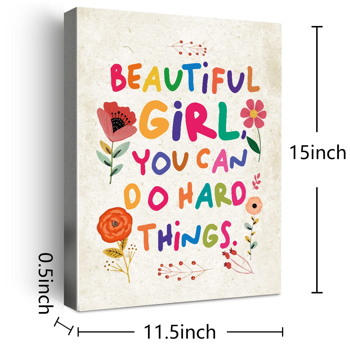 Beautiful Girl You Can Do Amazing Things Wall Art Canvas,Inspirational Quotes Framed Canvas Wall Decor For Girls Room,Wall Art F