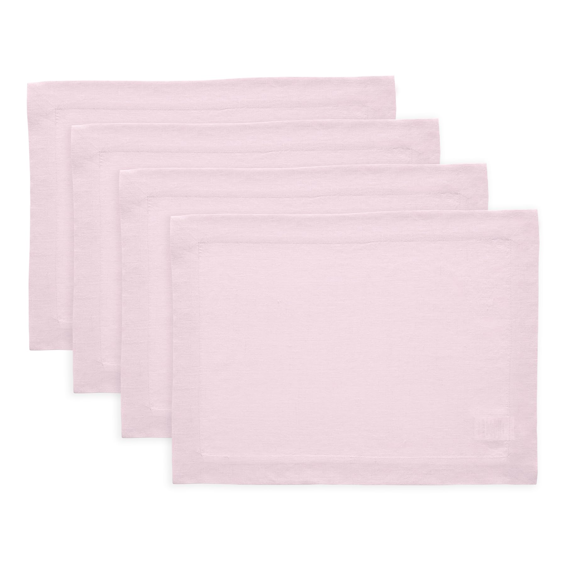 Solino Home Linen Placemats 19'' L X 14'' W Inch - 100% Pure Linen Ice Lilac Cloth Placemats Set Of 4 - Sonoma, Washable Fabric
