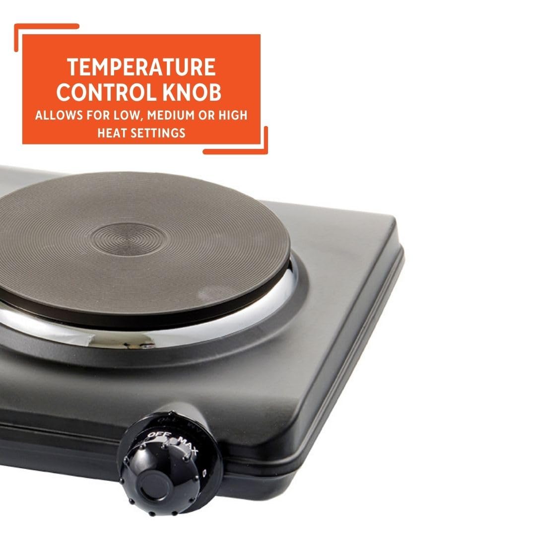 Imusa Double Electric Hot Plate With Cast Iron Plate For Cooking Or Heating, Electric Burner