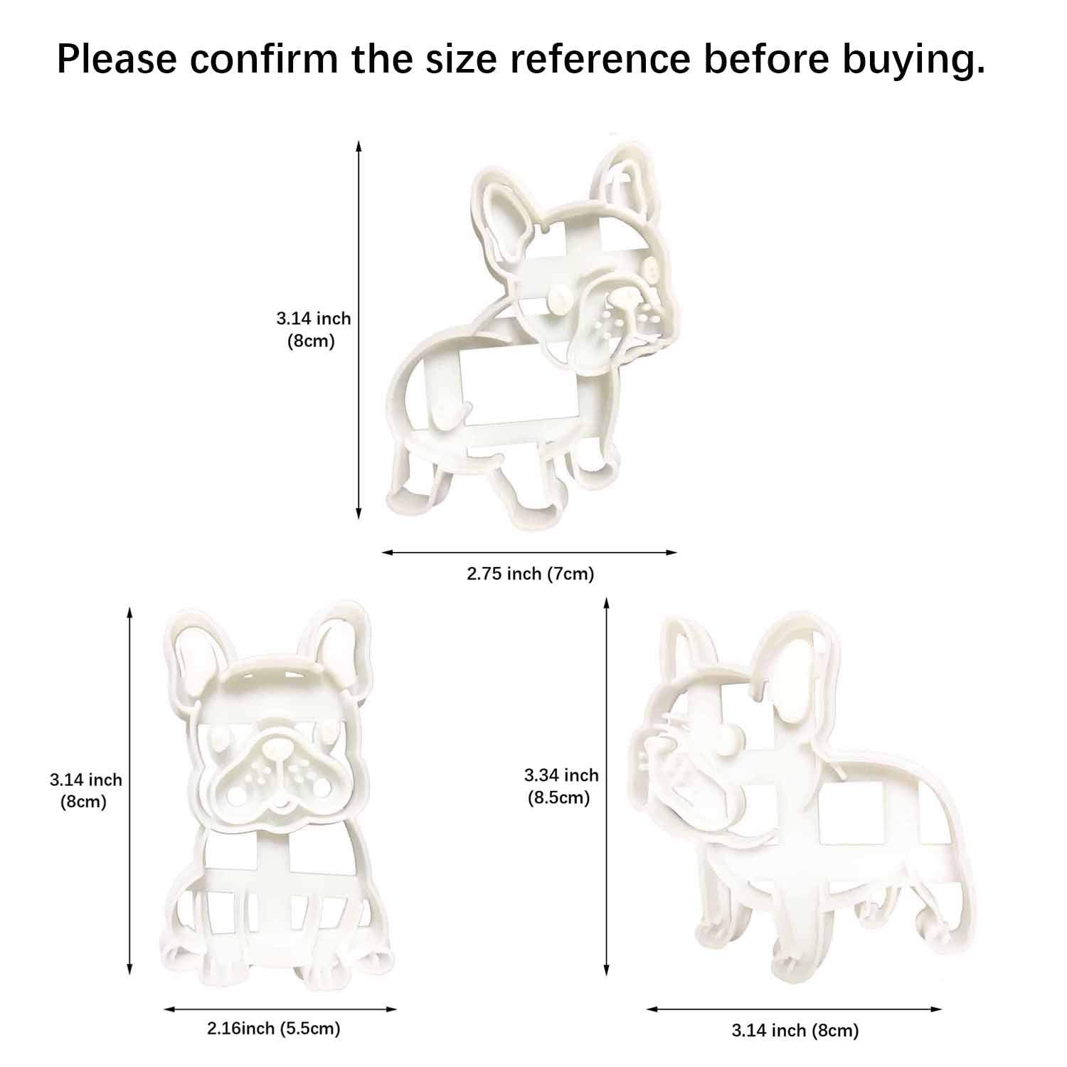 French Bulldog Cookie Cutters Set Shape Mold 3Pcs, Dog Treats Cutter