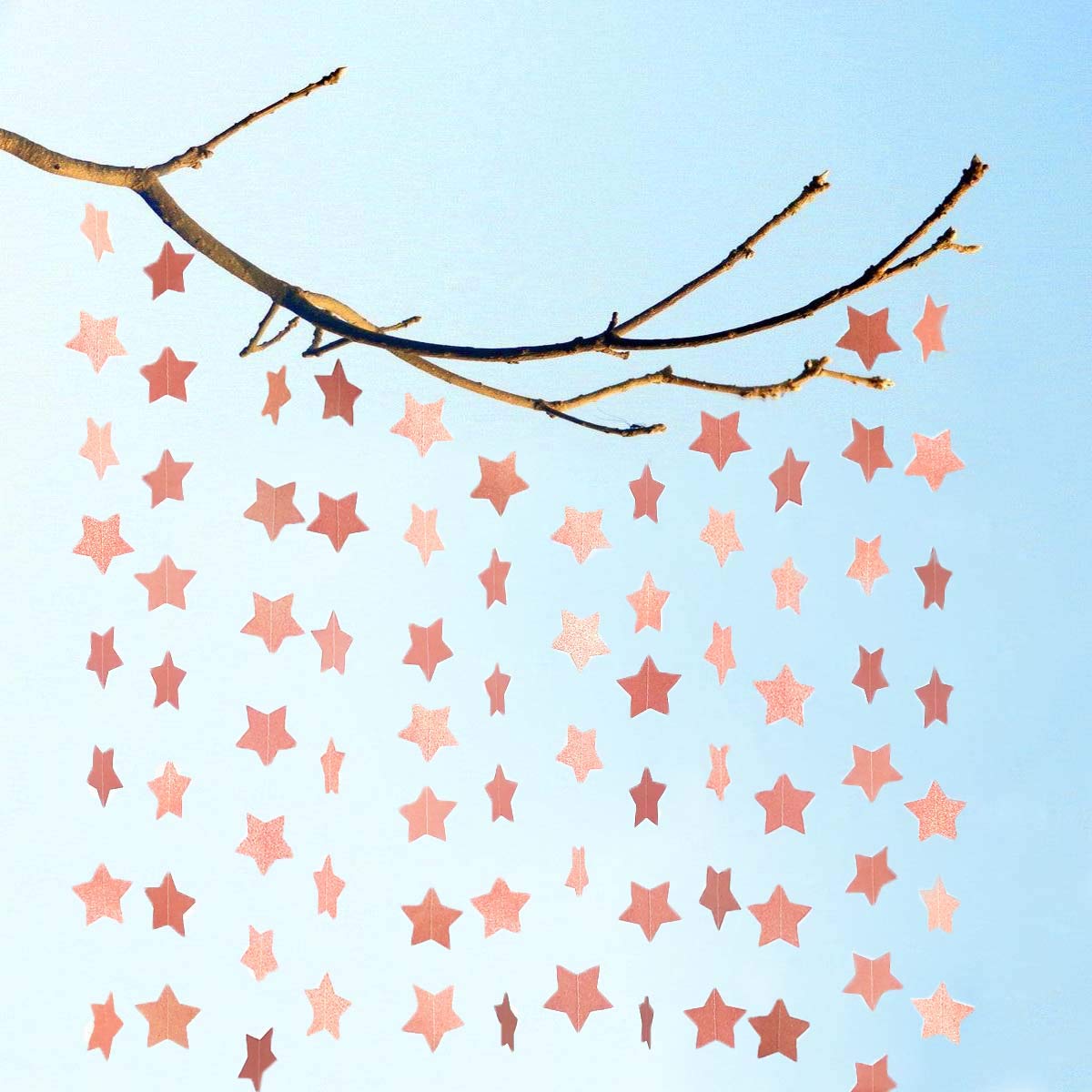 6 Pack Glitter Rose Gold Star Paper Garland Bridal Shower Wedding Bachelorette Party Birthday Party Bunting Banner Hanging Decor