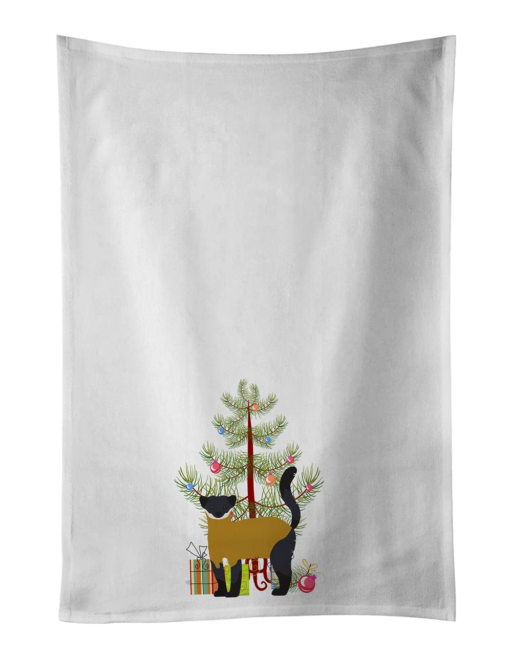 Yellow-Throated Marten Christmas White Kitchen Towel Set of 2