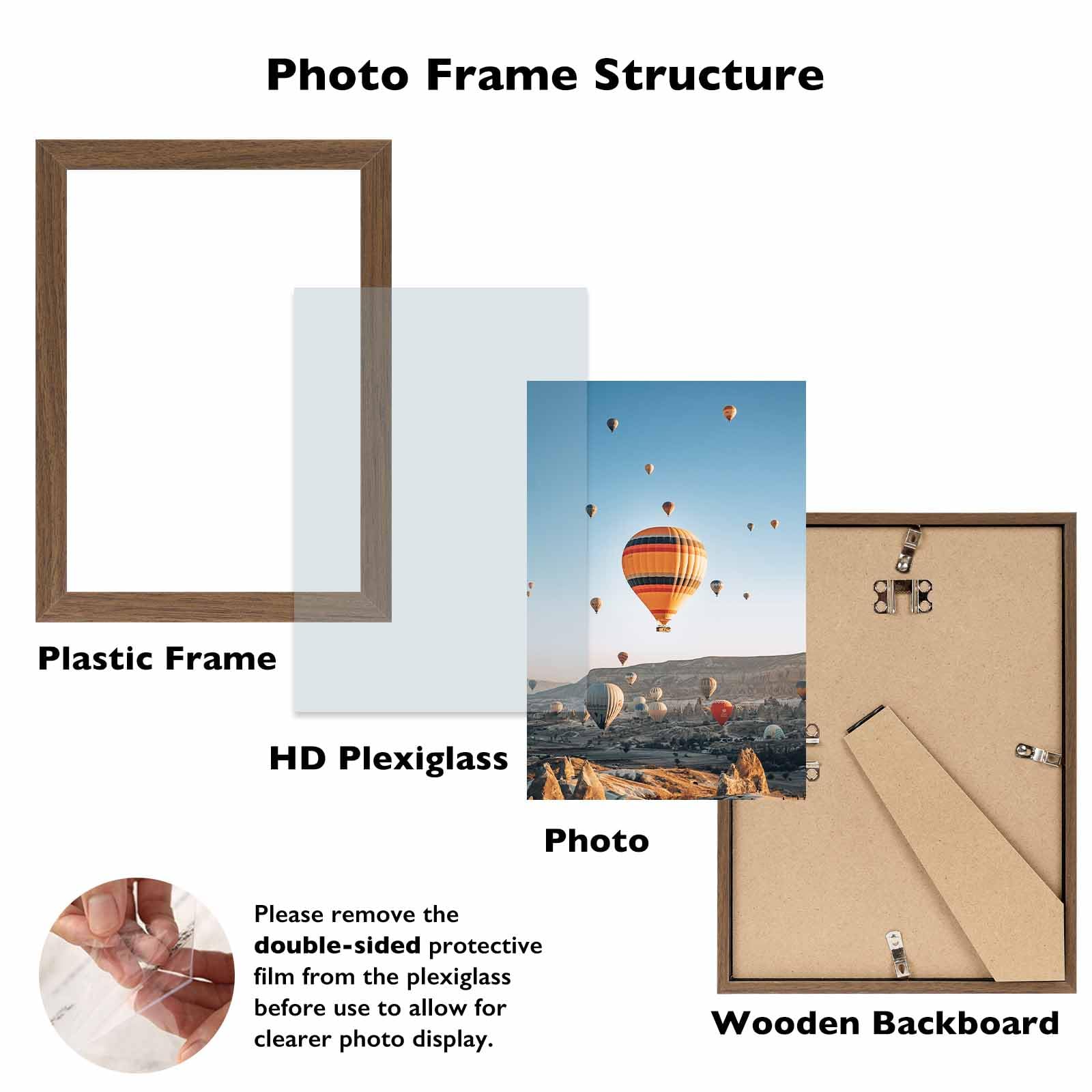 JCJMY 8x12 Picture Frame Brown for Wall Hanging or Tabletop, Wall Mounting Horizontally or Vertically, 8 x 12 Wall Gallery Poste