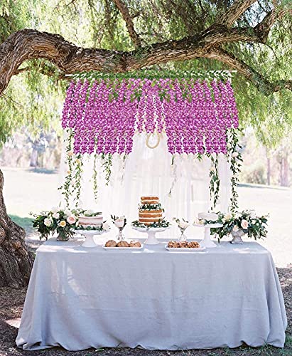 Mundeya Artificial Hanging Wisteria Flower Vine, Dark Purple - Pack Of 6