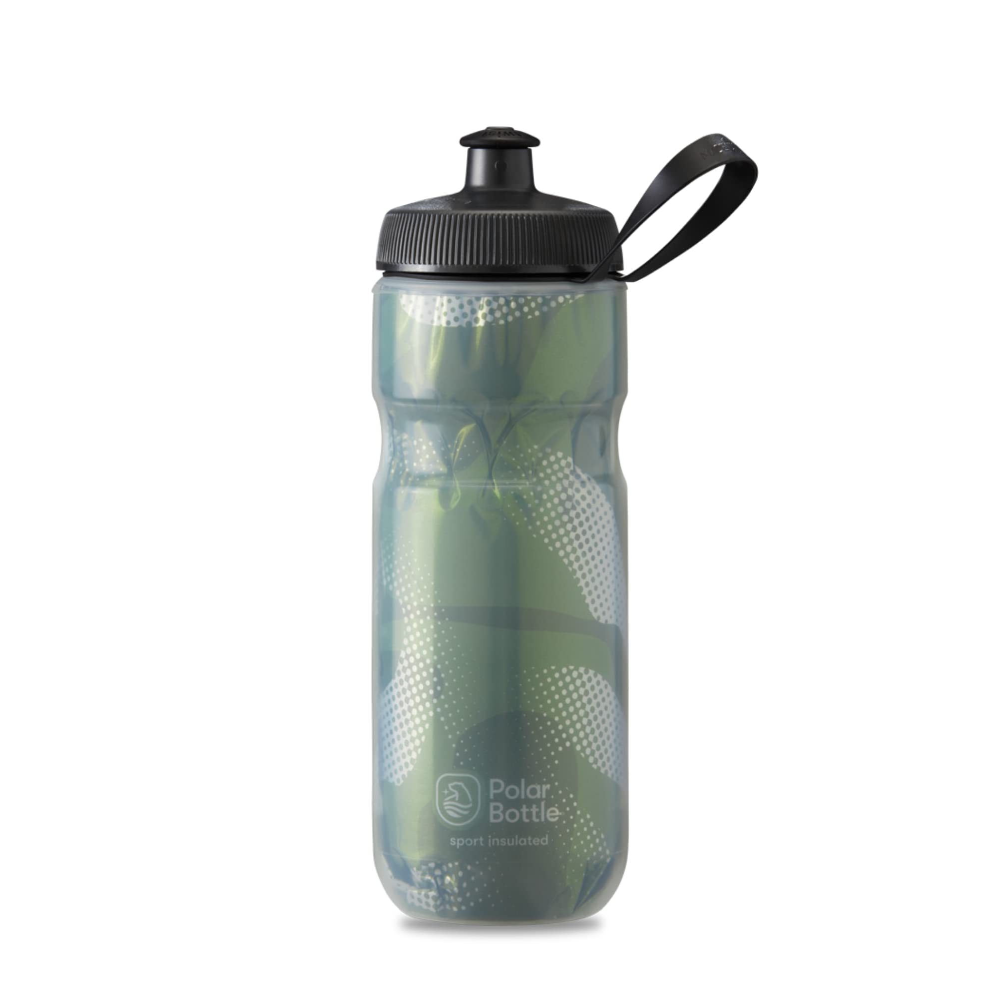 Polar Bottle Sport Insulated Water Bottle - Bpa-Free, Sport & Bike Squeeze Bottle With Handle (Contender - Olive & Silver, 20 Oz