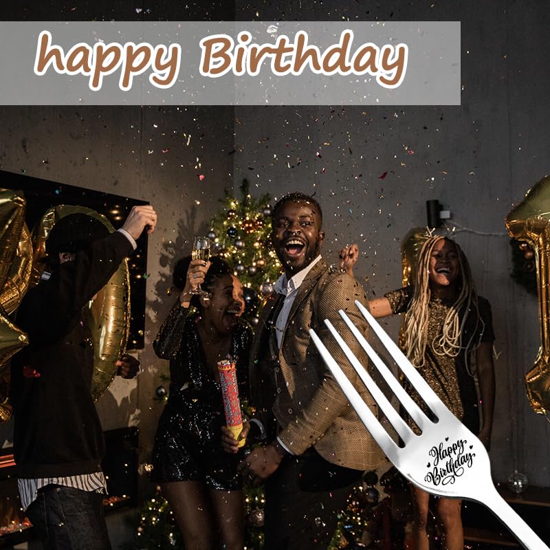 Happy Birthday Fork Gifts For Women Men Birthday Gifts For Friend Sister Brother Daughter Son Engraved Forks Salad Dessert Lover