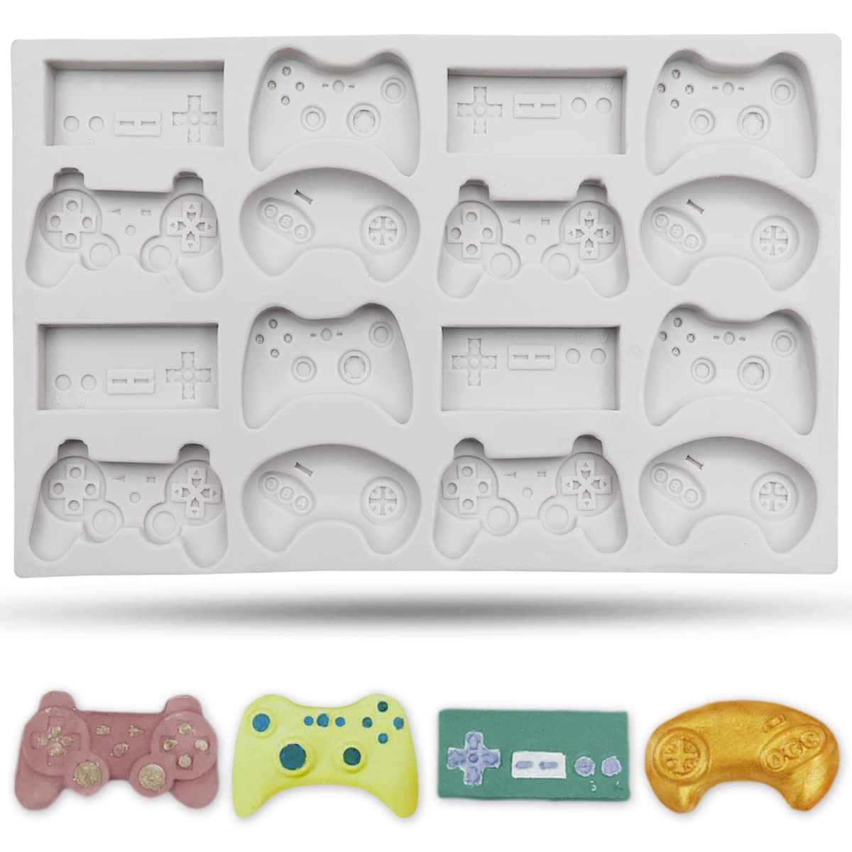 Sakolla Game Controller Silicone Molds, 16 Cavity Video Game Controller Molds For Chocolate, Candy, Cake Decoration, Cake Pops,