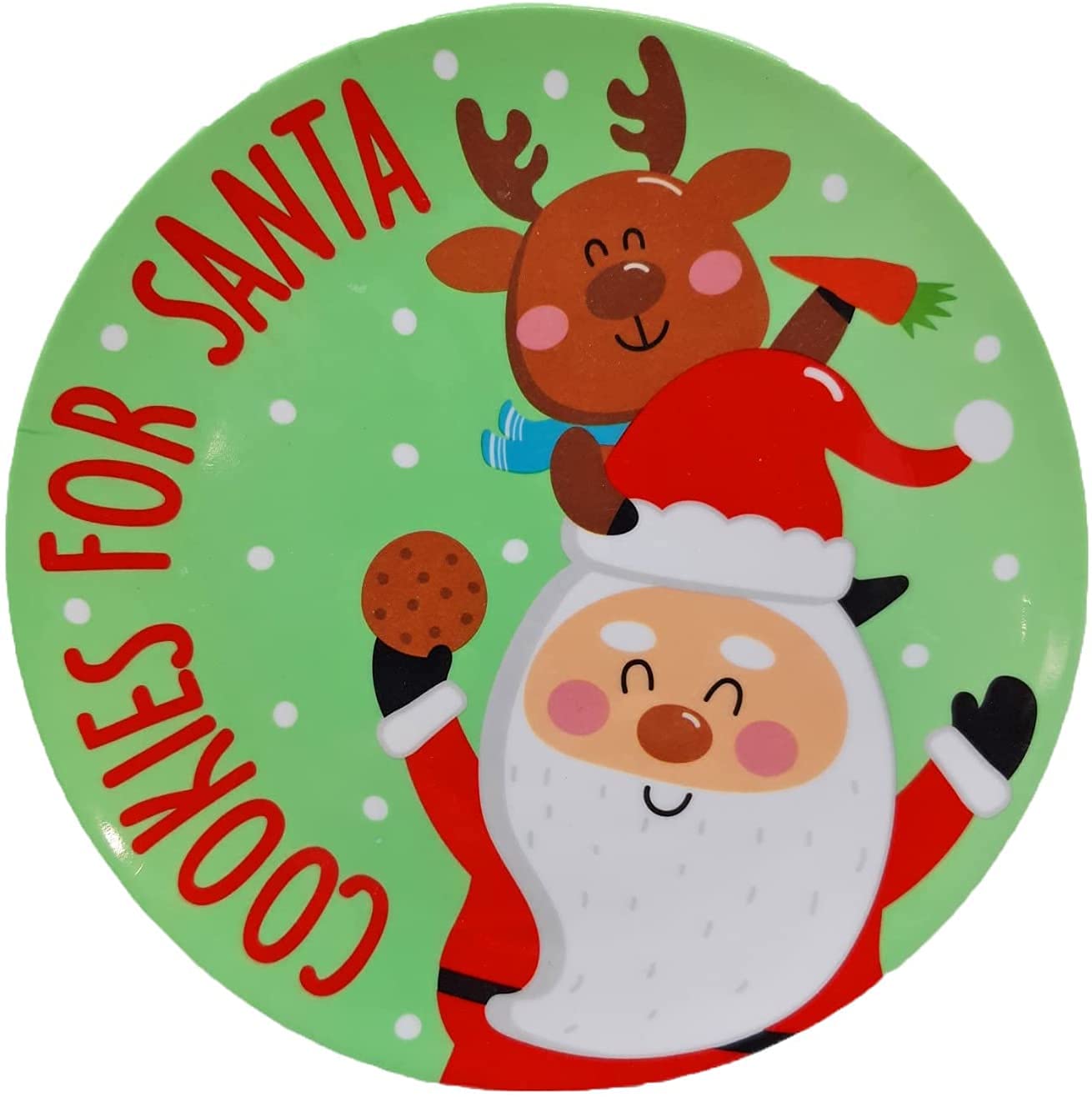 REGENT Cookies For Santa Plate and Mug Set: Elf  Reindeer and Santa Designs Melamine Wares (Santa  1 Plate & 1 Cup)
