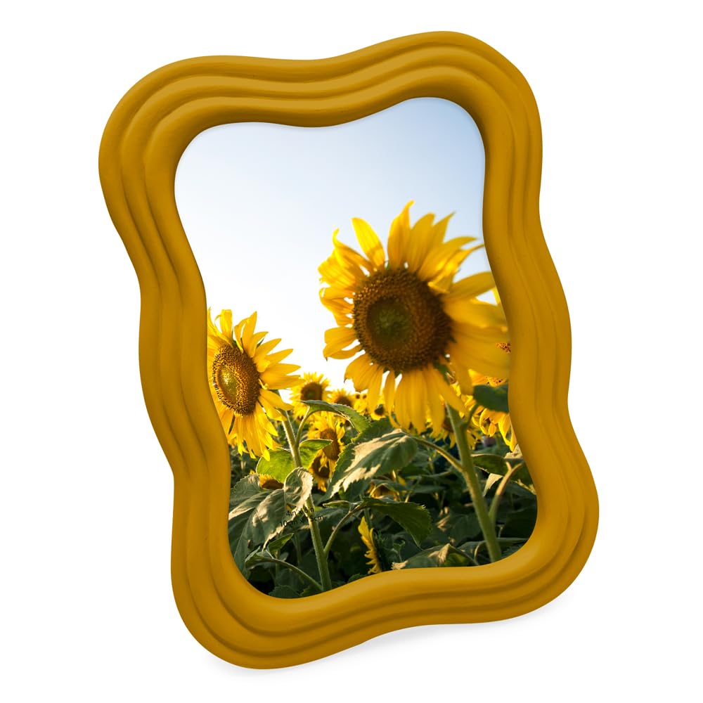 Isaac Jacobs 4x6 Matte Mustard Curved Deco Frame for Tabletop and Wall Display, Decorative Art, Design, Home D  cor, Gift (4x6, 
