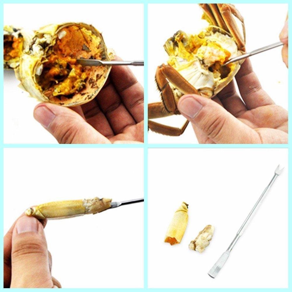 Hqgoods Seafood Tools Set Nut Cracker Of 12 Pieces With 6 Lobster Crab Crackers And 6 Seafood Forks/Picks With Storage Bag Perfe