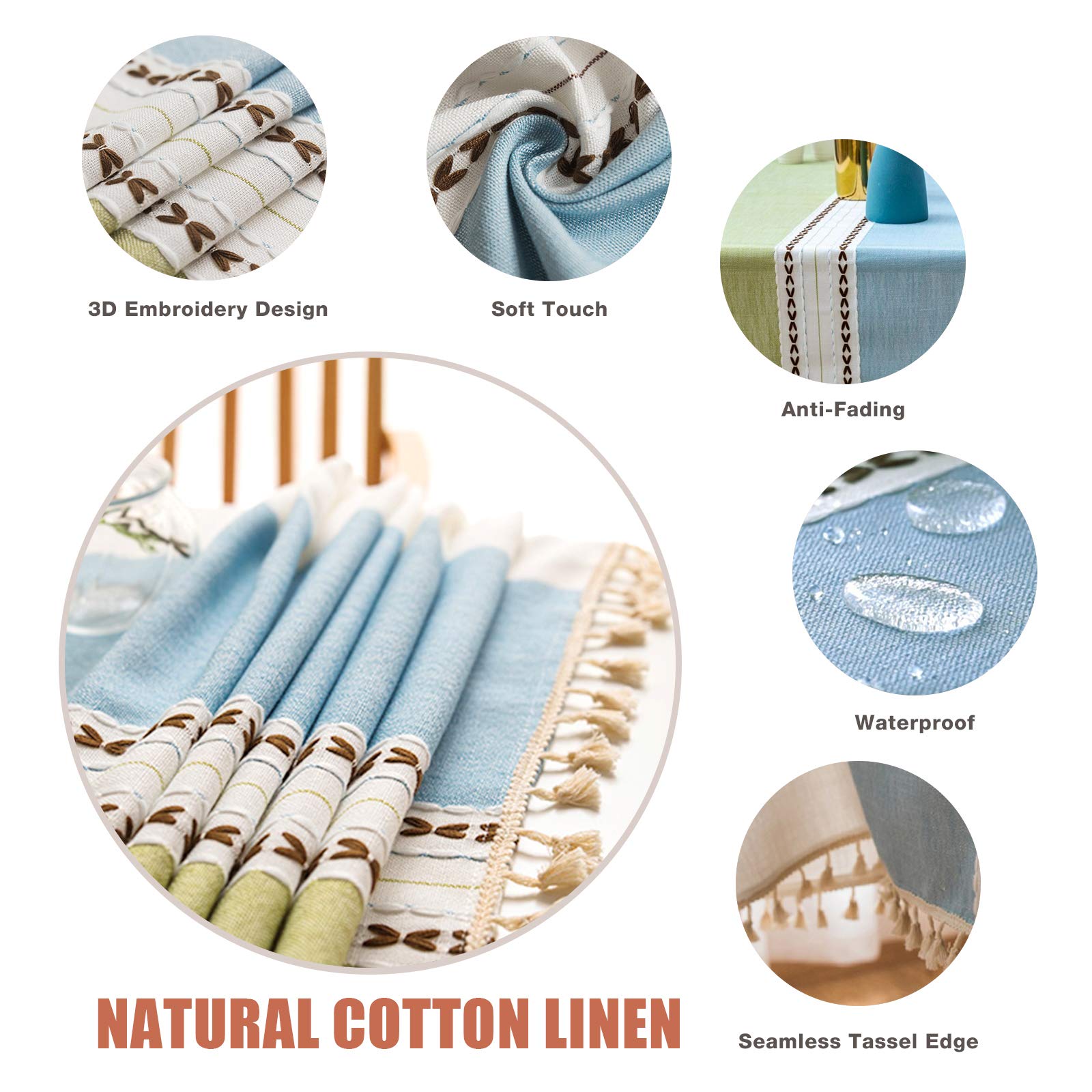 Vonabem Table Cloth Tassel Cotton Linen Table Cover For Kitchen Dinning Wrinkle Free Table Cloths Rectangle/Oblong (58 ' 'X70 '